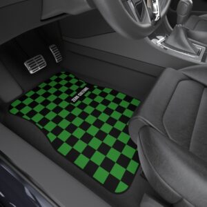 Black/Green Checkered Car Mats