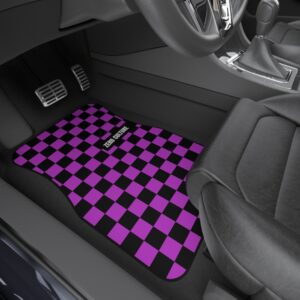Black/Pink Checkered Car Mats