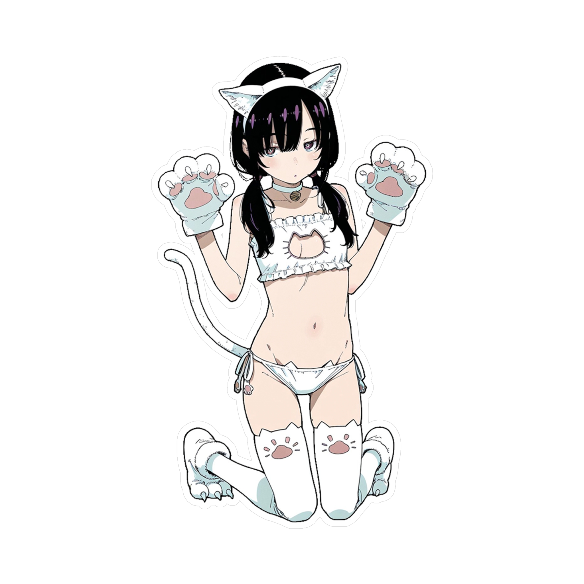 Cat Girl Cosplay Stickers 1 Cat Girl Cosplay Stickers