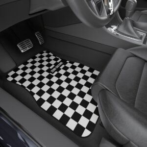 Black/White Checkered Car Mats